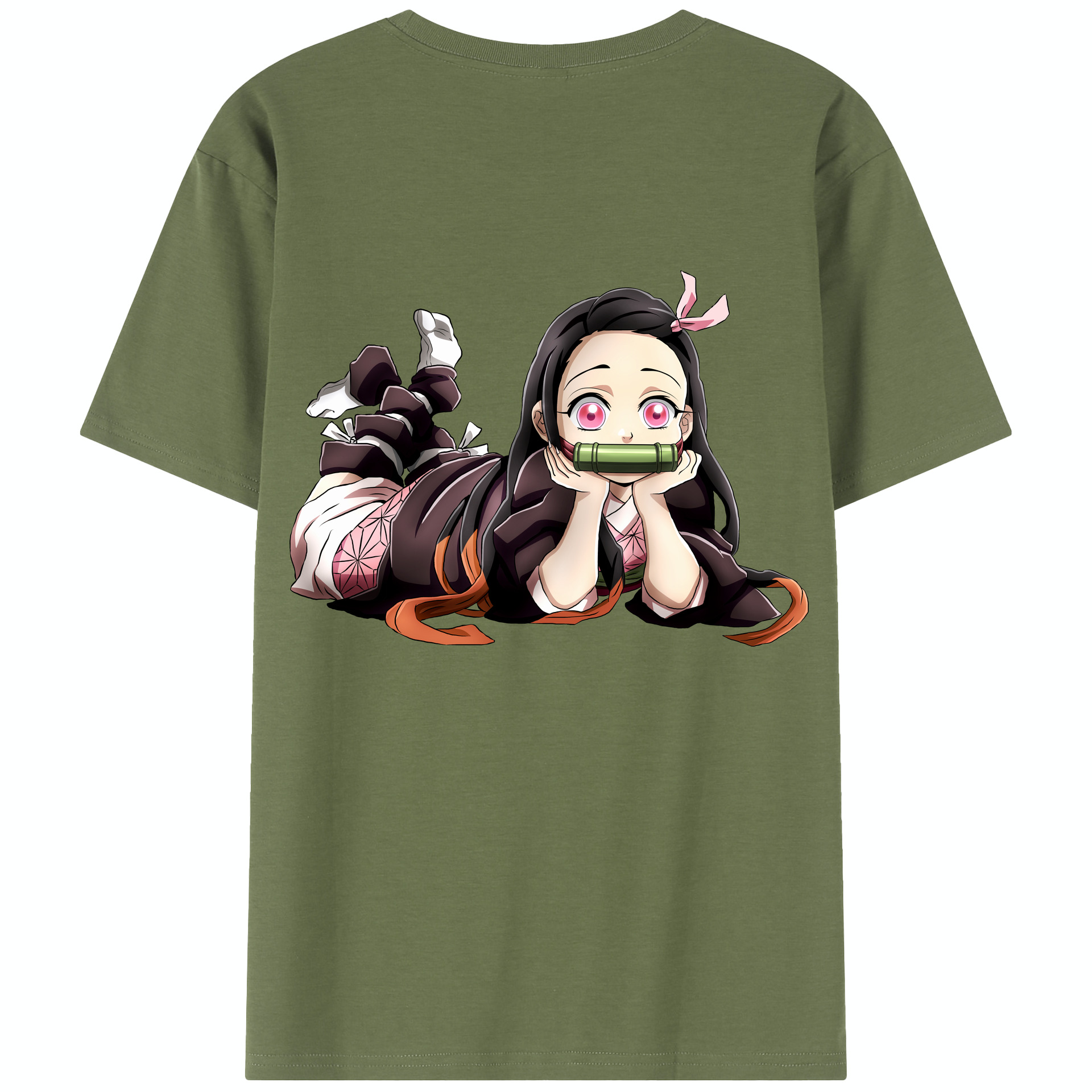 （画像用） 鬼滅の刃（きめつのやいば）竈門 禰󠄀豆子／かまど ねずこ Kamado Nezuko 綿100％半袖Tシャツ（背面プリント）